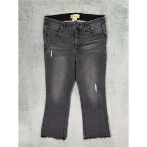 Democracy Jeans Womens 10 Gray Denim High Rise Bootcut Cuffed Fringe Ab Tech‎